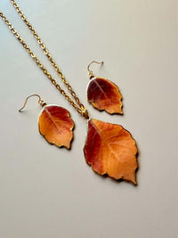 Real Aromatic Sumac Leaves Necklace & Earring Set