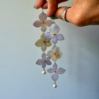 Ombre Blue Hydrangea Strands with Freshwater Pearls