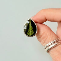 Fern Teardop Studs ~ Silver