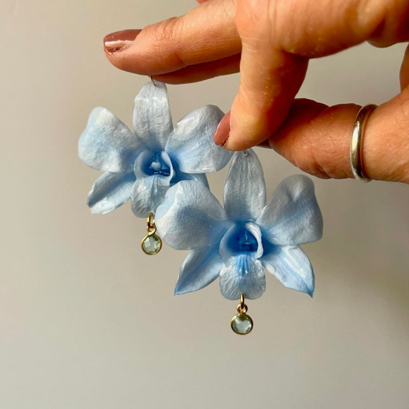 Blue Smaller Orchid with Blue Topaz
