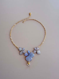 Hydrangea Necklace with Clear Crystal Quartz