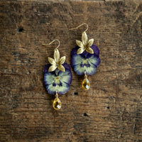 Crowned Blue & Yellow Pansy with Topaz