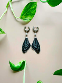Real Tawny Mime Butterfly Wing Earrings with Silver Pearls