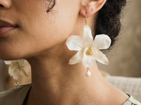 Antique White Orchids with Freshwater Pearls