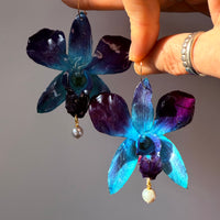 Nebula Blue Orchids with Freshwater Pearls