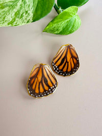 Real Monarch Butterfly Wing Stud Earrings