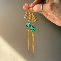 Gold Leaf & Abalone with Gold Fringe