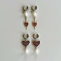 Queen Anne's Lace Silver Thorny Hearts with Edison Pearls