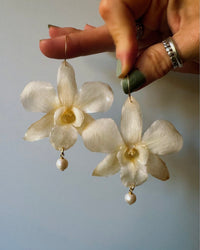 Antique White Orchids with Freshwater Pearls