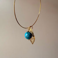 Gold Hoops with Turquoise, Capiz Shell & Leaf Charm Earrings