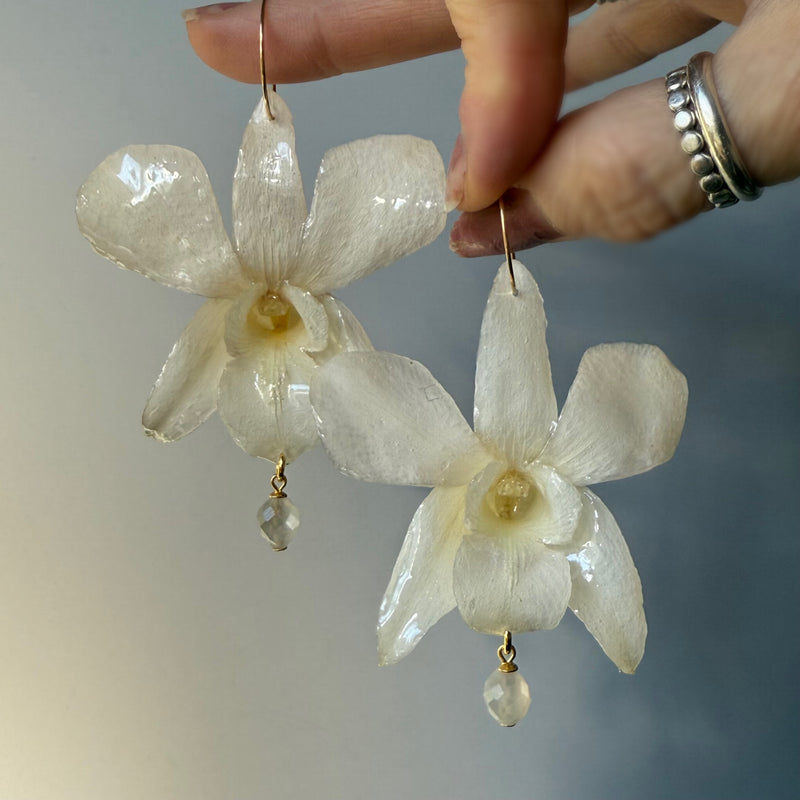 White Orchids with Moonstone