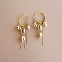 Cowrie Seashell Hoop Earrings