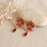 Red Verbena with Faceted Ruby Quartz Drops