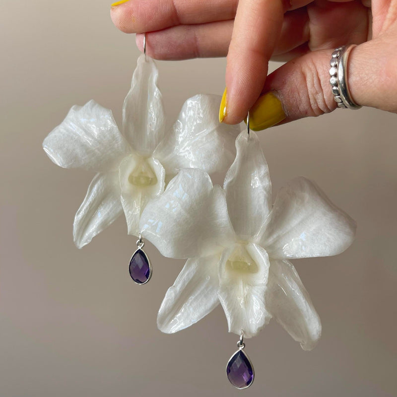 White Orchids with Amethyst