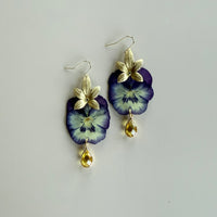 Crowned Blue & Yellow Pansy with Topaz