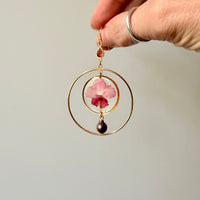 Pink Verbena Halos with Garnet & Peacock Pearls