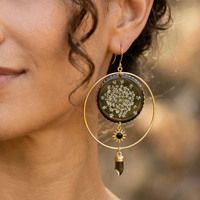 Queen Anne's Lace Starry Night Halos with Black Onyx Sun & Quartz Spike