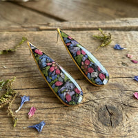 Dark Floral Elongated Teardrop Studs