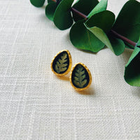Fern Teardop Studs ~ Gold Vermeil