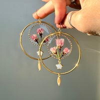 Crab Apple Blossom Halos with Moonstone Stars & Abalone