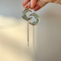 Queen Anne's Lace Crescent Moon & Chain Tassels