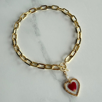 Rose Petal Heart Toggle Necklace and Moonstone
