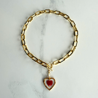 Rose Petal Heart Toggle Necklace and Moonstone