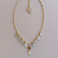 Shells & Gold Wave Chain Necklace with Star and Queen Anne’s Lace Extender Charm