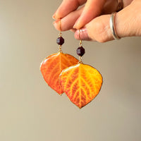 Gold Leaf Aspen Leaves with Garnet