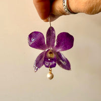Purple Orchids with Freshwater Pearl