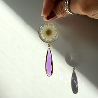 White Daisy with Amethyst Teardrop in Gold Vermeil