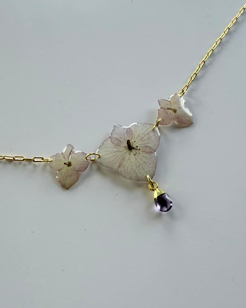 Hydrangea Necklace with Amethyst