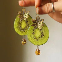 Kiwi Slice with Brass Leaf & Citrine Quartz