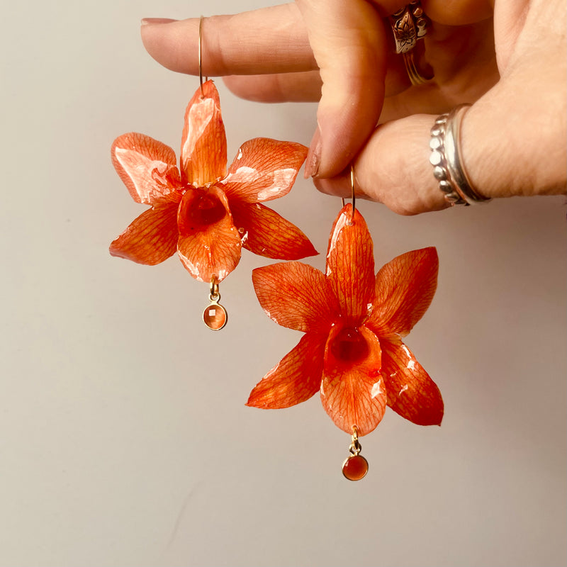 Orange Orchid with Mona Lisa Carnelian