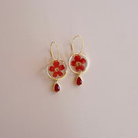 Red Verbena with Faceted Ruby Quartz Drops