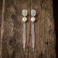 Sterling Silver Studs with Pearls & Silver Tassels