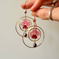 Pink Verbena Halos with Garnet & Peacock Pearls