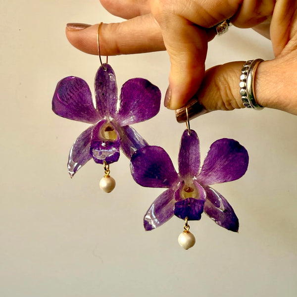 Purple Orchids with Freshwater Pearl