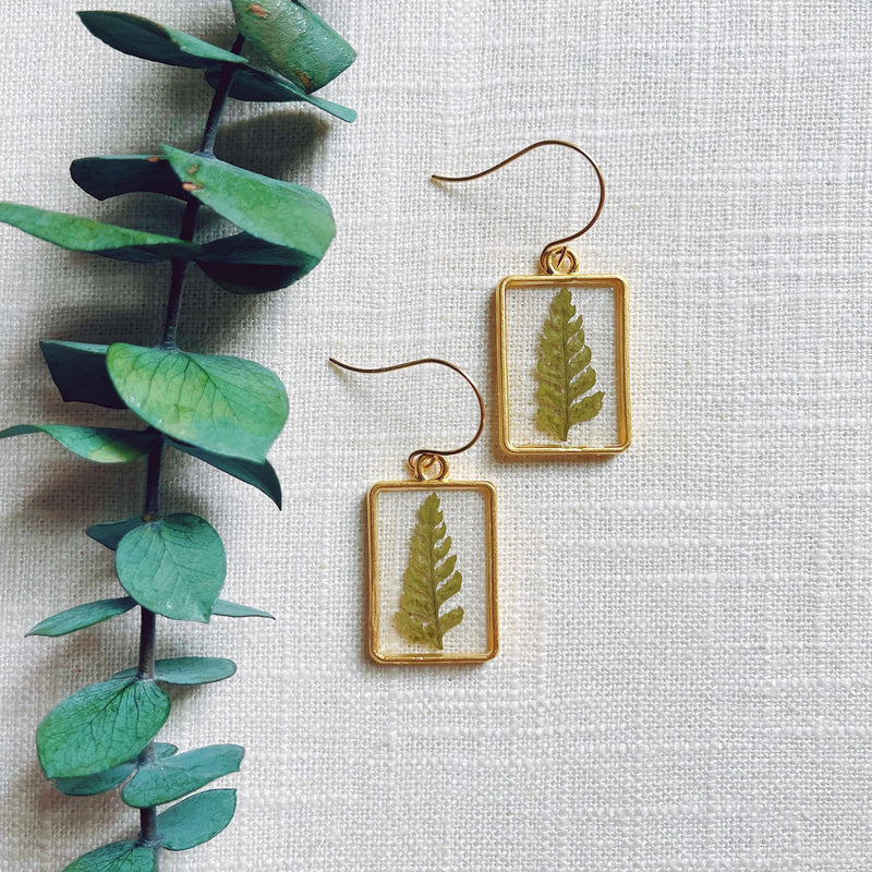 Fern in Small Gold Rectangle