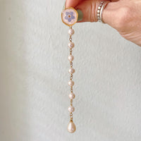 Forget-Me-Not Pearl Lily Pad stud with Freshwater Pearl Strand