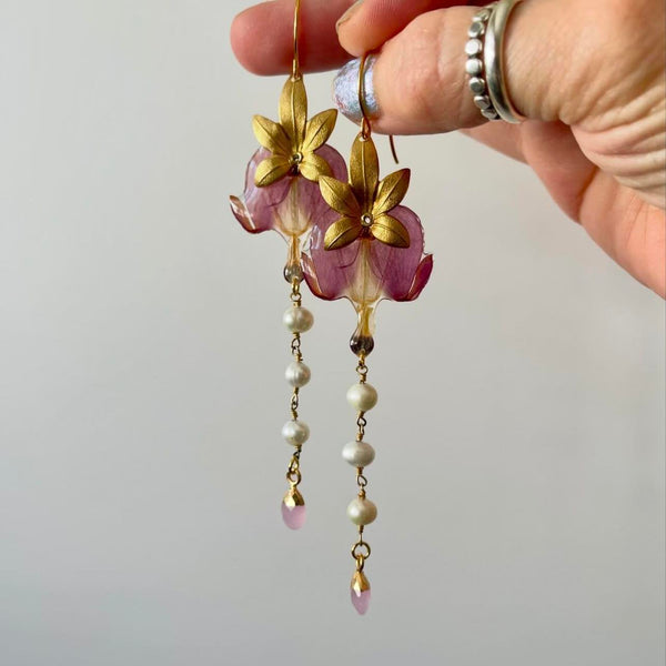 Frameless Crowned Bleeding Heart with Freshwater Pearls & Faceted Rubies