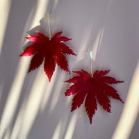 Real Japanese Maple Leaves with Gold Stem Studs