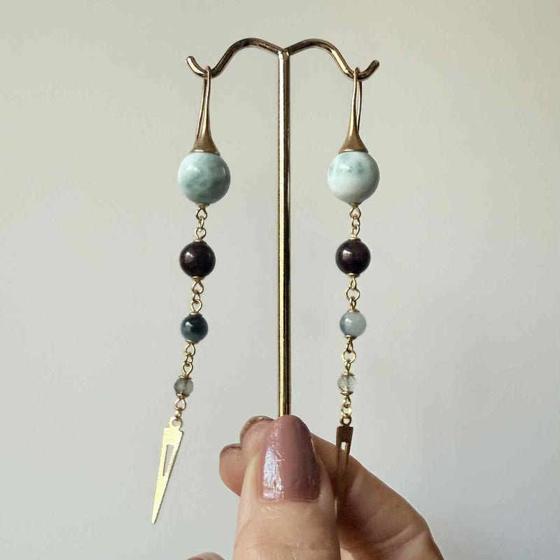 Multi-Gemstone Strand Earrings