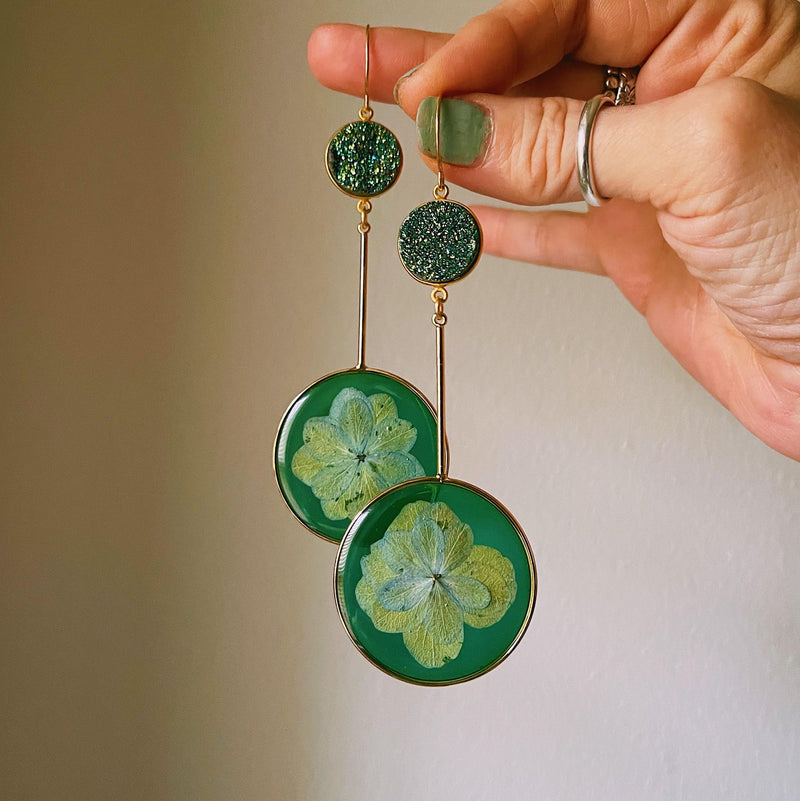 Jade Hydrangea Pendulum with Green Druzy