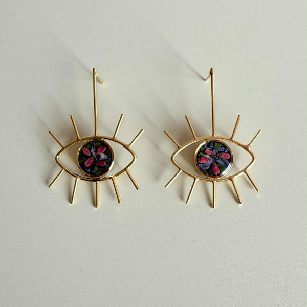 Dark Floral Eye Studs