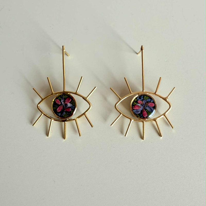 Dark Floral Eye Studs