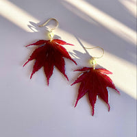 Real Burgundy Japanese Maple Leaves with Emerald Quartz Crystals