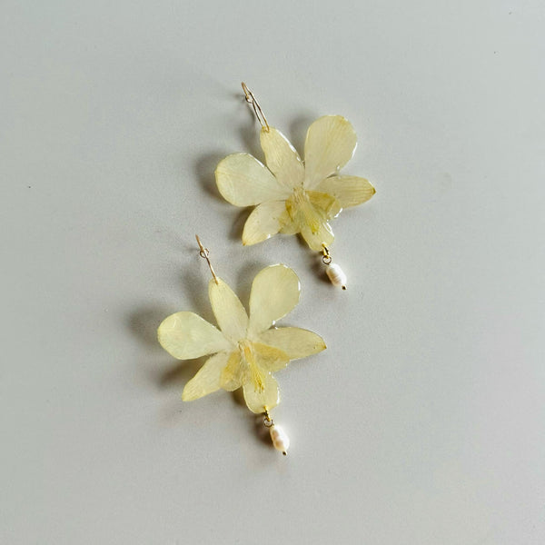 Pressed Cream Orchids with Freshwater Pearls