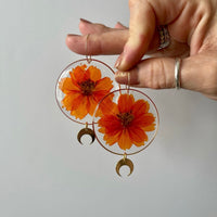 Orange Cosmos with small gold crescent