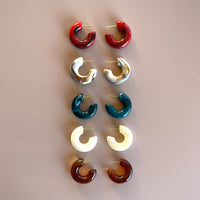 Chunky Marbled Hoop Studs